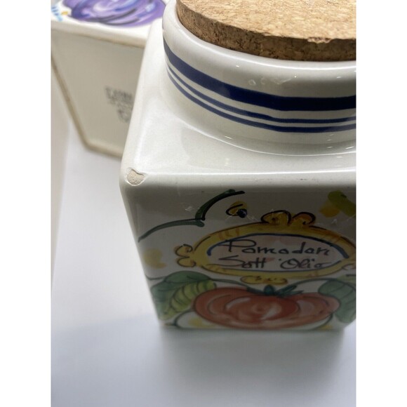 Vintage Italian Ceramic Canisters D'Arna Perugia With Cork Lids Set Of 4 - Picture 15 of 15